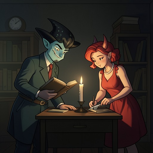 Bael-Sharoth and Maharet Flameheart from "Soul Guardian: A Hellishly Cozy Fantasy". This flow traces the romantic relationship from hostility through vulnerability to marriage plans.