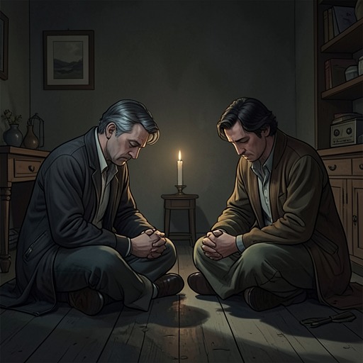 Grief as a Shared Language from "The Whisper Man". This flow traces how grief isolates characters at first and later becomes the basis for recognition, care, and recovery.