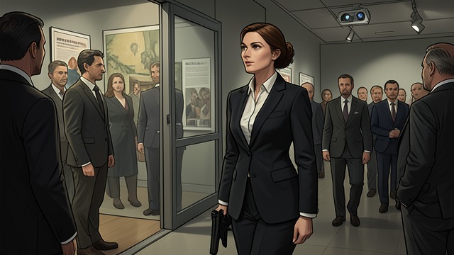 The Infiltration from "My Hot Secret: Geheimes Baby mit dem CEO Milliardär - Enemies to Lovers (German Edition)". A Disguised Operation Social Entry Sara enters the gallery in formal clothing, carrying credentials and a concealed weapon.