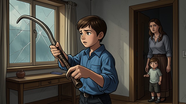 The Broken Window from "The Girl he Never Noticed". The Broken Window Archie throws a full-size boomerang indoors and breaks a window.