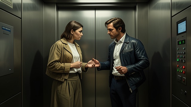 The Lift Stalemate from "The Girl he Never Noticed". The Lift Stalemate Liz and Cameron enter the office lift together and remain motionless when the doors open. Neither can immediately step into the foyer.