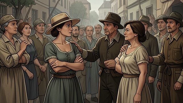 A Public Interruption from "Lost and Found". A Public Interruption The town asks questions Mrs. Beaumont appears and probes Eve about her origins, work, and reasons for leaving her former life.
