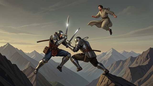 Repeated Cycle from "Rock Falls, Everyone Dies". Repeated Cycle New Combatants Another hero and demon fight on the same mountain. Their weapons and titles have changed, but the structure remains.
