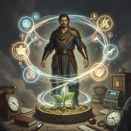 The Logic of Absorption from "Rock Falls, Everyone Dies". This flow follows [Unnamed]’s evolution from physical growth to cultivation through stolen energy and eventually self-created planetary power.