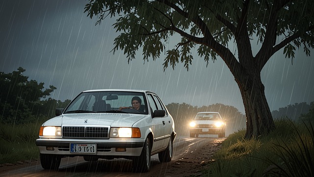 The White Car from "Broken Rejected Mate". The White Car Pursuit confirmed Sierra notices the same white car behind them.
