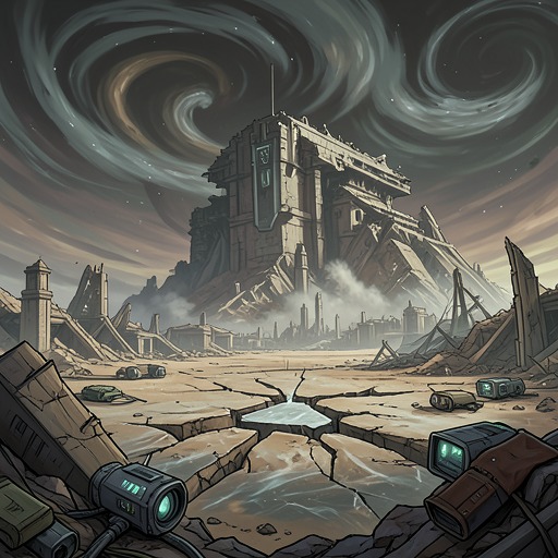 The Lost Worlds from "Gate Crashers". This flow follows the planetary disasters that reveal the scale of high-space technology and the fragility of civilizations.