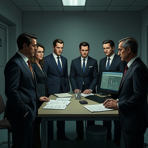 The Bureaucracy of Survival from "Gate Crashers". This flow traces how procedures, institutions, and deliberate inaction repeatedly shape the characters’ chances of survival.
