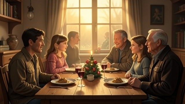 Christmas at the Table from "I'm Still Here- What didn't kill me made me stronger and sharper". Christmas at the Table A family assembled Jensen celebrates with Janae, their daughter, Gloria, Ginger Pearl, Thomas, and extended relatives.