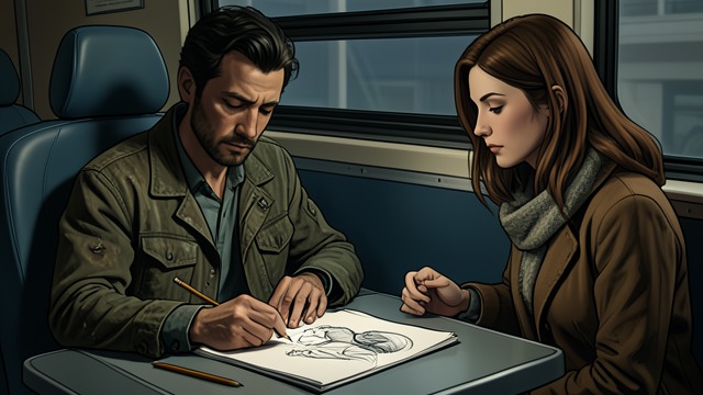 Drawing Jensen from "I'm Still Here- What didn't kill me made me stronger and sharper". Drawing Jensen Another person observed Janae sketches Jensen on the bus, noticing sorrow beneath his guarded presence.