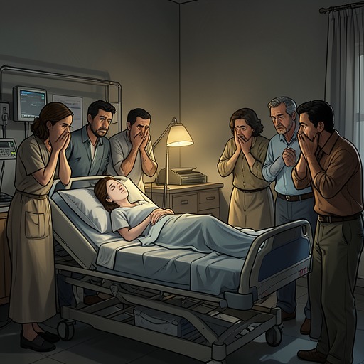 Ginger Pearl’s Medical Crisis from "I'm Still Here- What didn't kill me made me stronger and sharper". This flow follows Ginger Pearl’s deteriorating health, the family’s fear during her heart attack, and her survival after surgery.