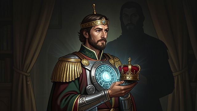 The Heir Bond from "The Calamitous Bob". The Heir Bond Solfis binds his processing core to Viviane Saint-Lys and verifies that she was born inside the Imperial Palace.