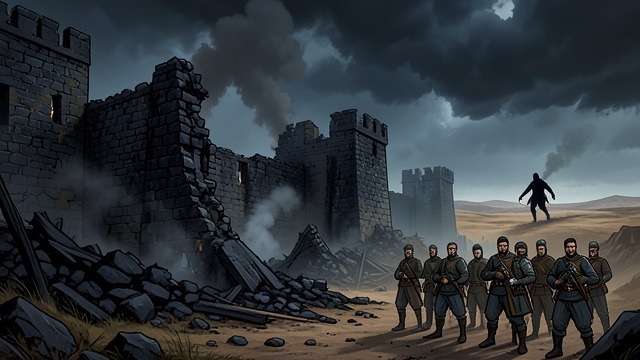 The Fallen Fort from "The Calamitous Bob". The Fallen Fort Fort Stone burns and falls before Viviane Saint-Lys reaches the frontier.