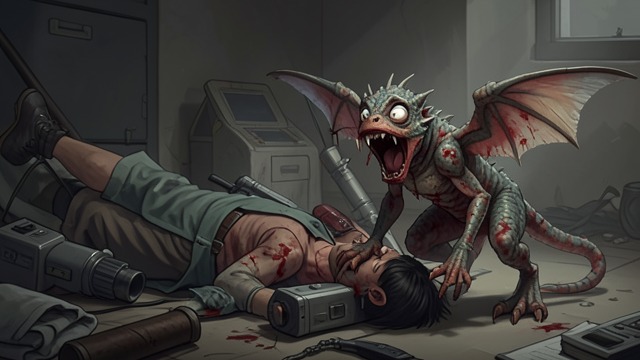 The Dragonling’s Vigil from "The Calamitous Bob". The Dragonling’s Vigil Arthur remains near Viviane Saint-Lys after she collapses from overcasting.