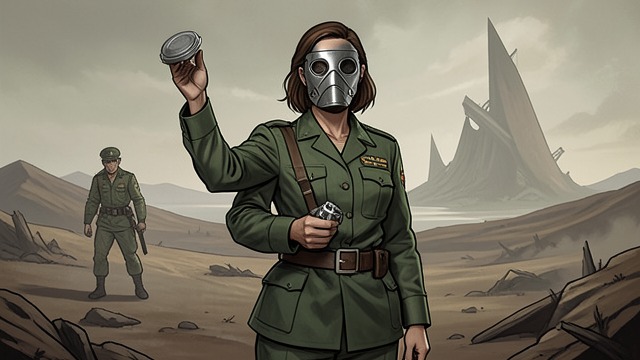 The Soldier’s Mask from "The Calamitous Bob". The Soldier’s Mask Viviane Saint-Lys relies on training to suppress fear after arriving in Harrak.