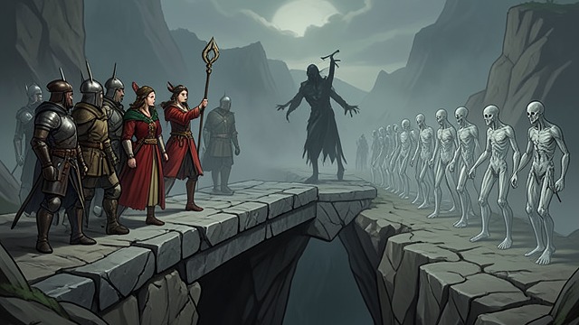The Bridge Ambush from "The Calamitous Bob". The Bridge Ambush At a ruined bridge, the defenders realize that the Revenants have been coordinated by an unseen necromancer.