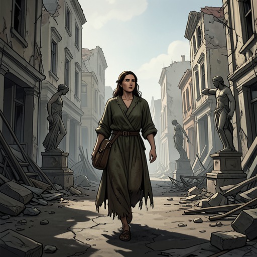 The Road Beyond Harrak from "The Calamitous Bob". This flow traces Viviane Saint-Lys’s physical and psychological movement from imperial ruins through the Deadlands toward living society.