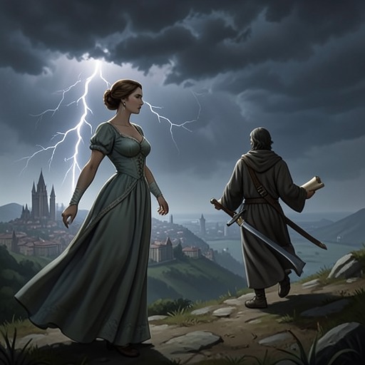 The Gods And Their Gambit from "The Calamitous Bob". This flow traces the hidden divine intervention behind Viviane Saint-Lys’s arrival and the political danger surrounding Emeric and Maranor.