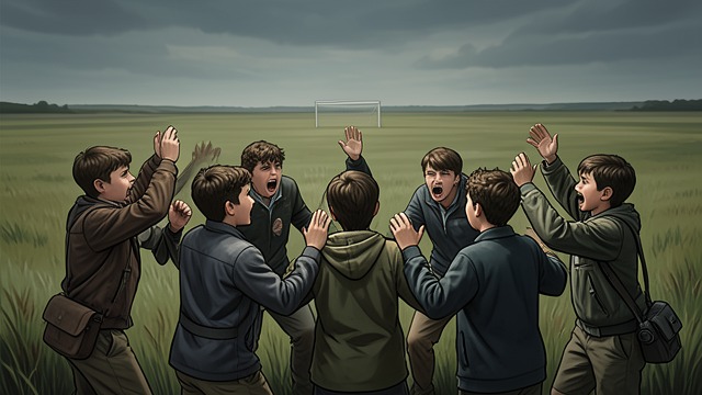 The Battle Cry from "Kevin the Star Striker". The Battle Cry A Shared Voice The players form a circle and shout their battle cry for the first time.