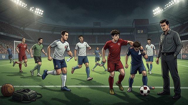 A Damaged Lineup from "Kevin the Star Striker". A Damaged Lineup Missing Players The team waits for Kyle and plays while Diego struggles with asthma, making the contest uneven from the start.