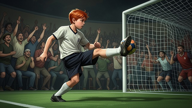 The Winning Goal from "Kevin the Star Striker". The Winning Goal A Dangerous Opportunity Roger receives the ball after Kevin finally passes under pressure, but his earlier failures make the moment…