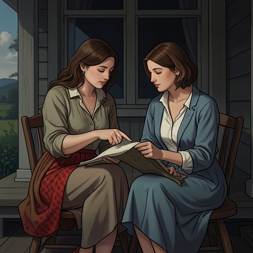 Trixie and Abby’s Mentorship from "It Must Be Love: A Mustang Prairie Romance". This flow traces the emotional bond between Trixie Beaumont and Abby Thorpe as teaching becomes mutual recognition and family-like affection.