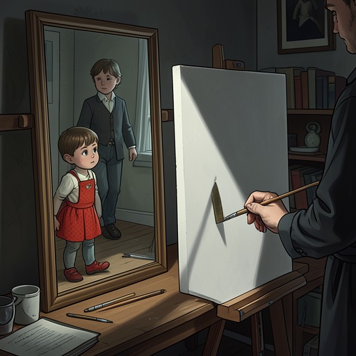 The Motif of Looking from "It Must Be Love: A Mustang Prairie Romance". This flow traces how seeing and being seen move from childhood neglect to artistic recognition and romantic acknowledgment.