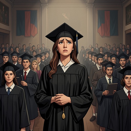 Anna’s Graduation-Day Encounter from "Seduced, Dominated, Tamed, and Claimed by their Seductive, Fertile Mommies : An Explicit Futanari on Female Age Gap Erotic Story Collection (Compilation 2)". This main thread follows Anna from an emotional farewell with Kimiko to a group confrontation with former students and a solitary aftermath.