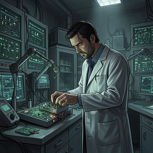Protectors and the Ethics of Power from "Tinea and Leah: [Cyberpunk, Alien Incursions, Murder and Mayhem, Girl's Love (WLW)]". This flow traces the moral framework behind Protector technology, Vanguard selection, reversibility, and the limits of AI guidance.