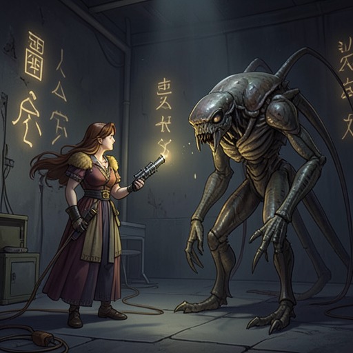 The Battlepoem from "Tinea and Leah: [Cyberpunk, Alien Incursions, Murder and Mayhem, Girl's Love (WLW)]". This flow traces Tinea's final confrontation with the subterranean hive as combat becomes ritual, memory, art, and destructive self-expression.