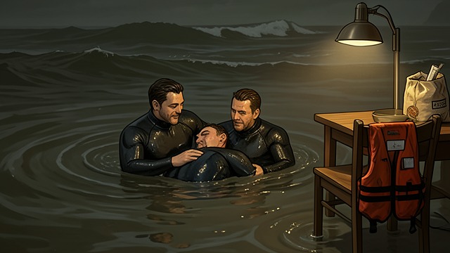 Best Friends at Sea from "Not Without Hope". Partnership in Survival Mutual Dependence Will retrieves life jackets and food while Nick holds, pulls, and repeatedly rescues him.
