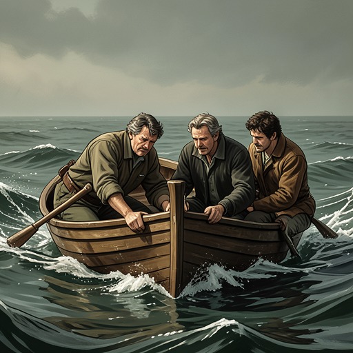 The Four-Man Survival System from "Not Without Hope". This flow follows the group’s collective survival tactics as cooperation becomes the only substitute for equipment.