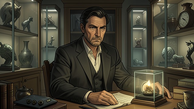 Curiosity in the Study from "Chasing Sunlight". Objects Behind Glass Jonathan’s study is filled with artifacts that invite interpretation while warning viewers away.