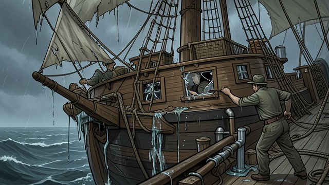 Damage in the East from "Chasing Sunlight". A Ship Under Strain The Endeavor survives boarding, storms, ancient machinery, and temporal debris, but every survival leaves a material cost.