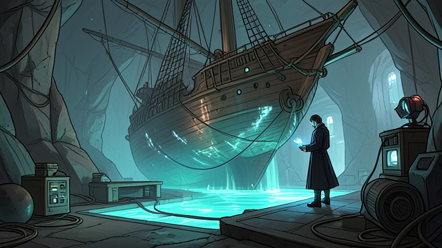 The Protective Treatment from "Chasing Sunlight". Shielding the Ship Jonathan brings the Endeavor into an ancient chamber beneath Angkor Leng for protection against eastern weather.