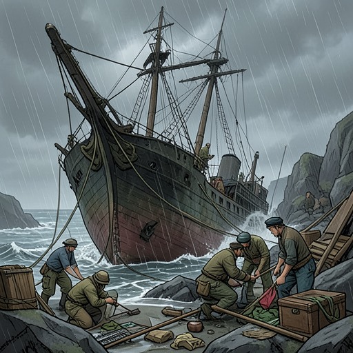 The Endeavor’s Survival from "Chasing Sunlight". This flow follows the Endeavor from wreckage through refit, repeated damage, and eventual return as a ship altered by the eastern journey.
