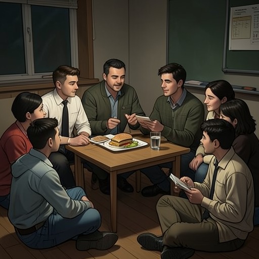 The Half-Sandwich Club from "I'd Like to Apologize to Every Teacher I Ever Had". A simple offer of lunch develops into an informal network of support for students who need attention beyond their scheduled classes.