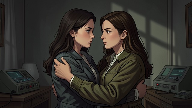 Synchronized Choices from "Systema Delenda Est". Synchronized Choices Silent Deliberation The sisters develop a dense body-language dialogue while deciding whether to trust Cato.