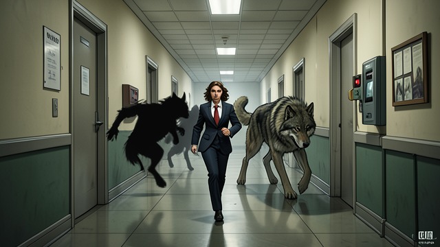 Office Pursuit from "Alpha Wolf Mate Mega Bundle (Paranormal BBW Werewolf Erotic Romance 7-Pack)". Office Pursuit Flight Liza encounters multiple wolves in the hallway and attempts to reach the elevator.