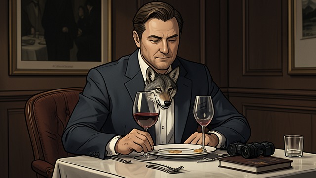 Restaurant Disguise from "Alpha Wolf Mate Mega Bundle (Paranormal BBW Werewolf Erotic Romance 7-Pack)". Restaurant Disguise Public Persona Lucas Wilde presents himself as a famous musician and sophisticated patron among wealthy diners.