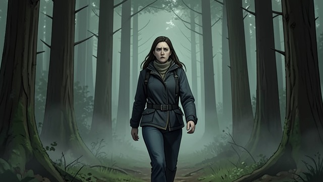 The Tested Traveler from "Her First Werewolf (BBW, Werewolf, Prince Charming, Fairy Tale Romance)". The Tested Traveler Fear Managed Flora notices the forest’s silence and feels physical terror, yet she continues forward.