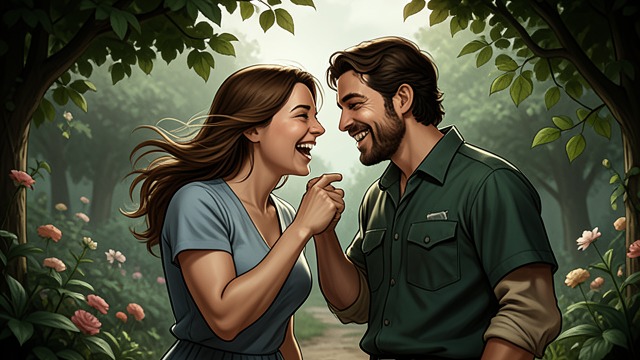 Playful Intimacy from "Her First Werewolf (BBW, Werewolf, Prince Charming, Fairy Tale Romance)". Playful Intimacy Names and Teasing Charles teases Flora about calling him Sir, while she corrects herself and uses his name.