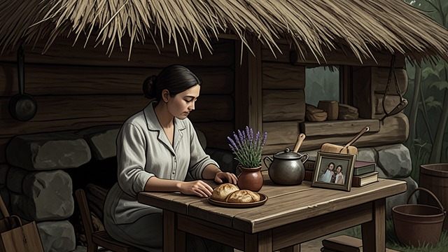 The Humble Cabin from "Her First Werewolf (BBW, Werewolf, Prince Charming, Fairy Tale Romance)". The Humble Cabin Work and Belonging The cabin is poor but filled with bread, lavender, books, and family memory.
