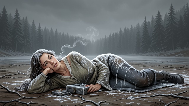 Cold Ground from "Her First Werewolf (BBW, Werewolf, Prince Charming, Fairy Tale Romance)". Cold Ground Physical Vulnerability The ground chills Flora during the intimate encounter, reminding her that the forest is not a protected domestic space.