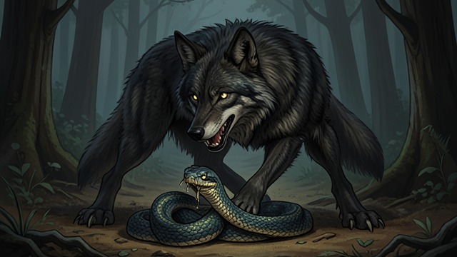 The Protective Beast from "Her First Werewolf (BBW, Werewolf, Prince Charming, Fairy Tale Romance)". The Protective Beast Violence Redirected Charles uses his Wolf form to destroy the snake threatening Flora.
