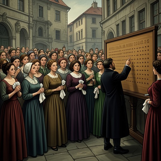 The Village Marriage Market from "Her First Werewolf (BBW, Werewolf, Prince Charming, Fairy Tale Romance)". This flow examines Bright Hallow’s social world as a system that measures women through marriageability.