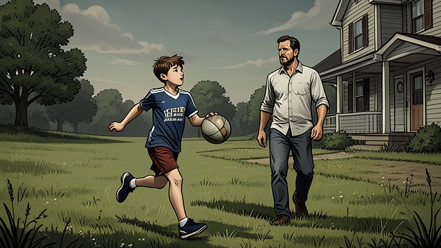 A Father's First Practice from "The Journey Collection". Sharing the Field Showing up to watch Travis comes to Max's practice and is welcomed by the boy and his teammates.
