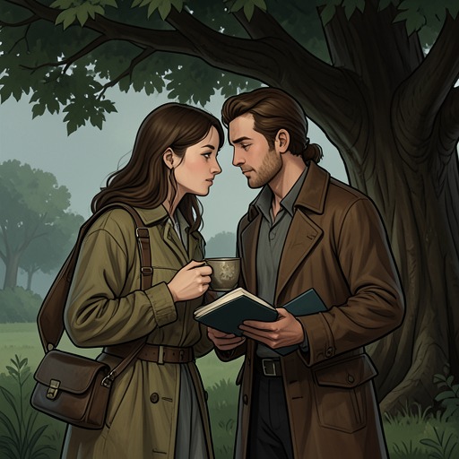 Nicole Sherry and Aaron Cavanaugh from "Under Your Spell: A Romance Boxed Set of Masked Balls, Haunted Gardens, Magic, and More". This flow follows Nicole Sherry and Aaron Cavanaugh as shared vulnerability turns a haunting into a relationship.