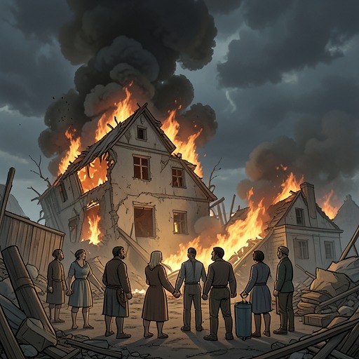 The Great Fire And Afterlife from "Under Your Spell: A Romance Boxed Set of Masked Balls, Haunted Gardens, Magic, and More". This flow traces how catastrophe creates supernatural conditions for Robert Williams and reshapes the lives of Anna Williams and the surviving community.