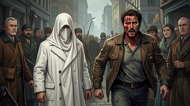 Victim of the Show from "Batman the Dark Knight Returns 10th Anniversary Edition Hardcover". Victim of the Show Bartholomew Wolper becomes part of the spectacle he helped authorize.