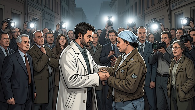 Public Rehabilitation from "Batman the Dark Knight Returns 10th Anniversary Edition Hardcover". Public Rehabilitation Bartholomew Wolper presents The Joker as a recovered patient to a fascinated public.